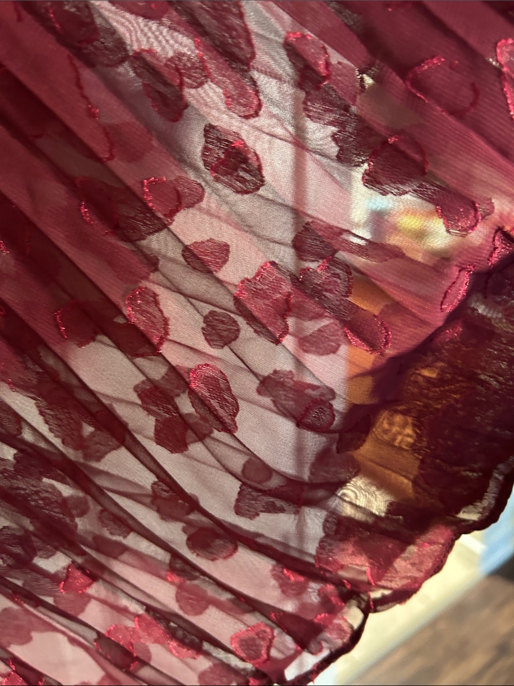 Anthropologie Burgundy Pleated Long-Sleeve Dress - Picture 3 of 4